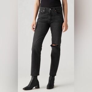 Levi’s Wedgie Straight Jeans High Rise Ankle Black Size 26